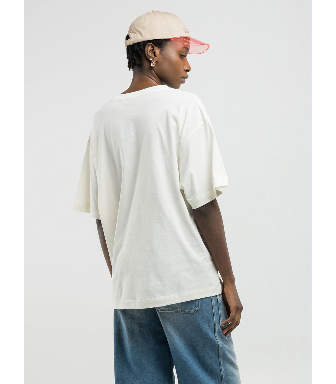 ボーイフィットコットンジャージーレタリングプリントTシャツ 詳細画像 バターホワイト 3